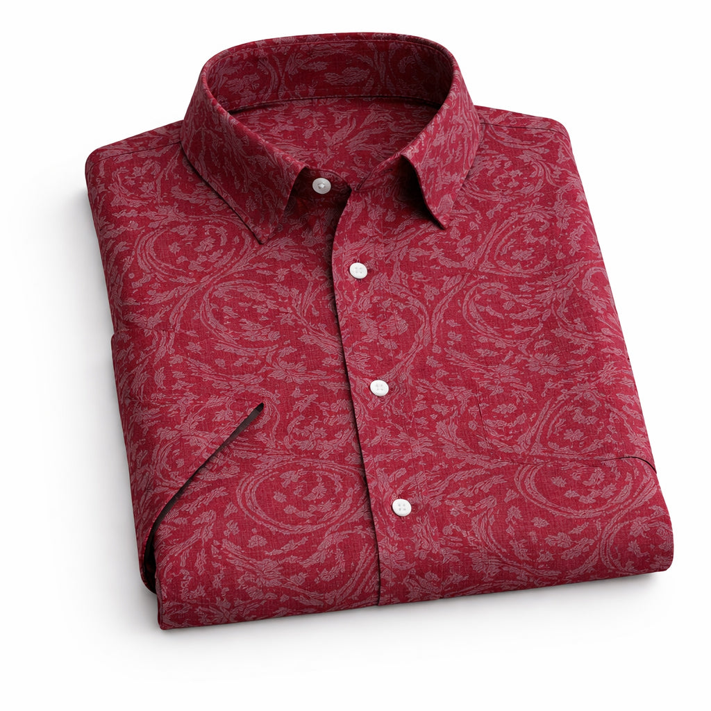 Red Printed Half Sleeve Shirt (SKU-507)