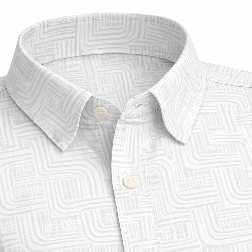 White Printed Shirt With Grey Design Half Sleeve Shirt (SKU-508)