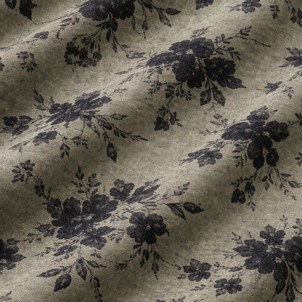 Green Shirt with Black Floral Print Half Sleeve Shirt (SKU-502)