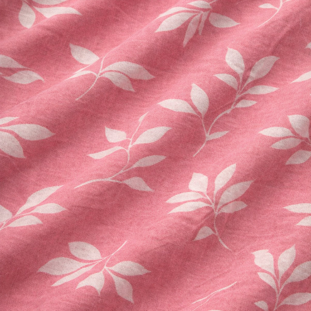 Pink Shirt with Leaf Print Half Sleeve Shirt (SKU-501)