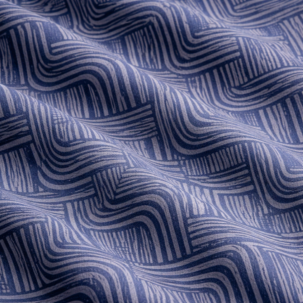 Blue Printed Shirt With Grey Design Half Sleeve Shirt (SKU-509)