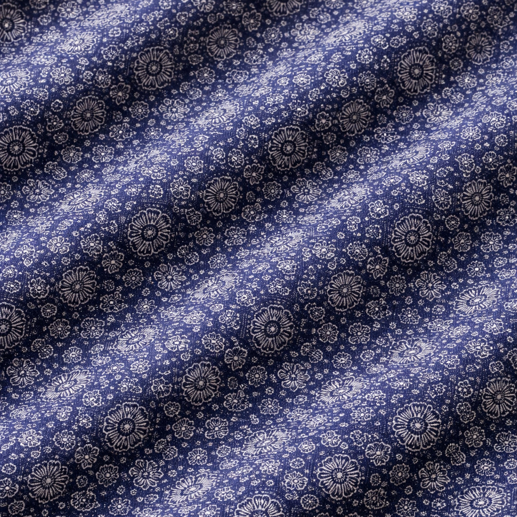 Royal Blue Printed Half Sleeve Shirt (SKU-505)
