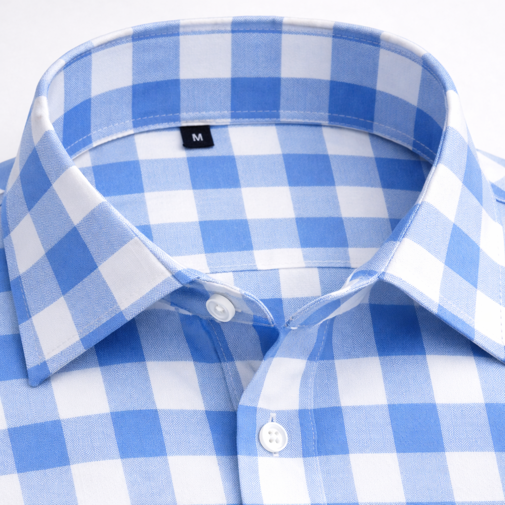 Blue White Block Half Sleeve Shirt (158 HF)