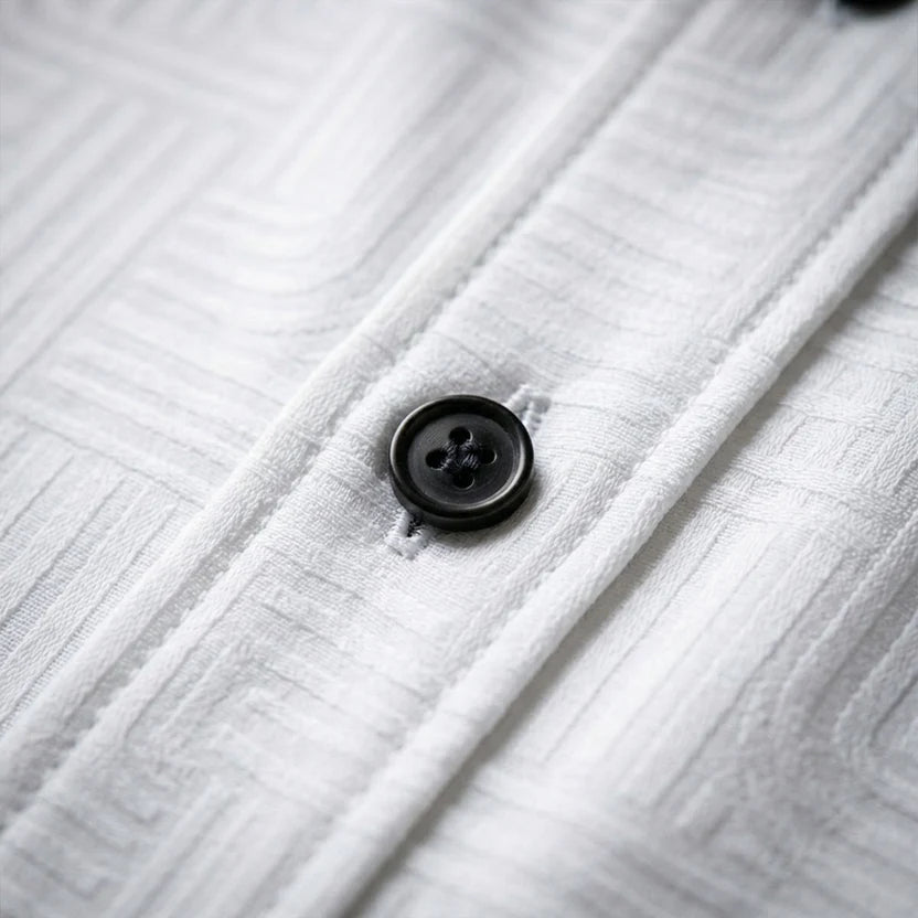 White Printed Shirt With Grey Design Half Sleeve Shirt (SKU-508)
