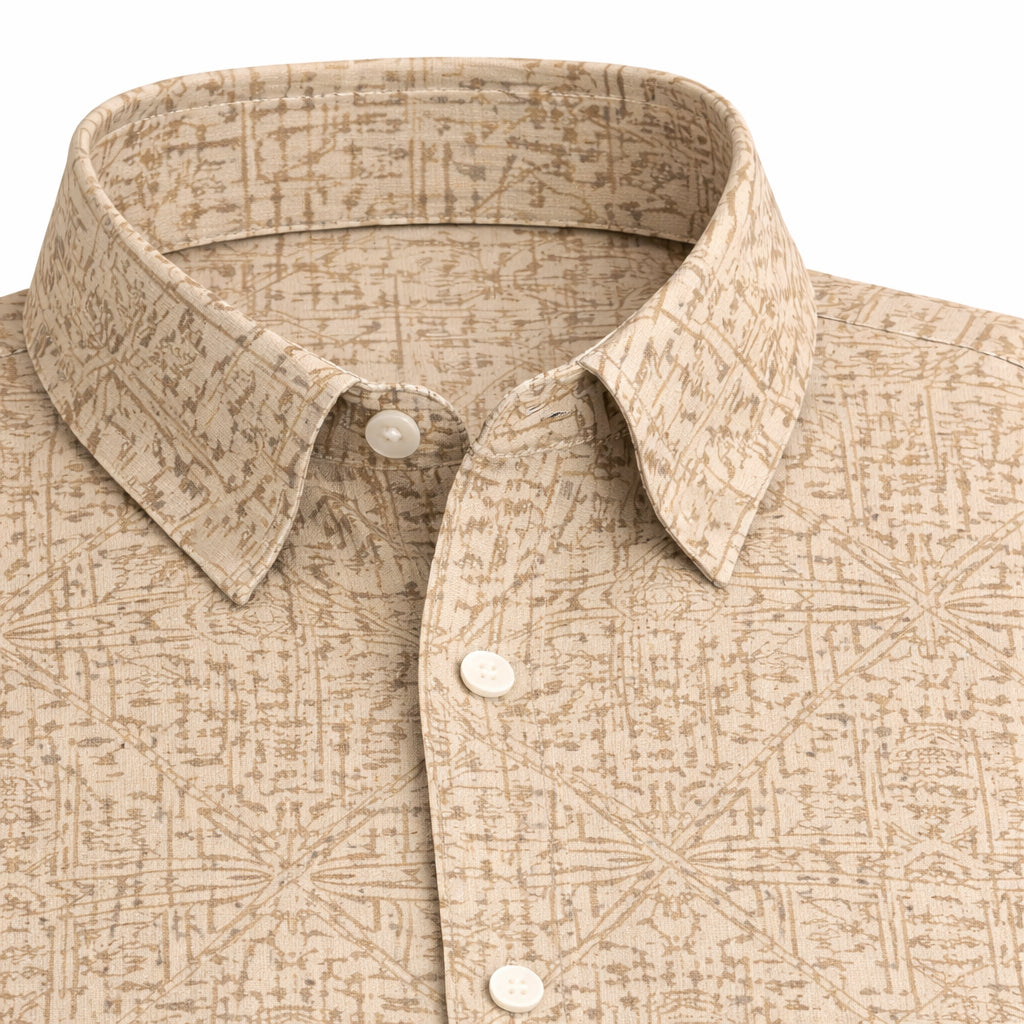 Beige Yellowish Printed Half Sleeve Shirt (SKU-504)