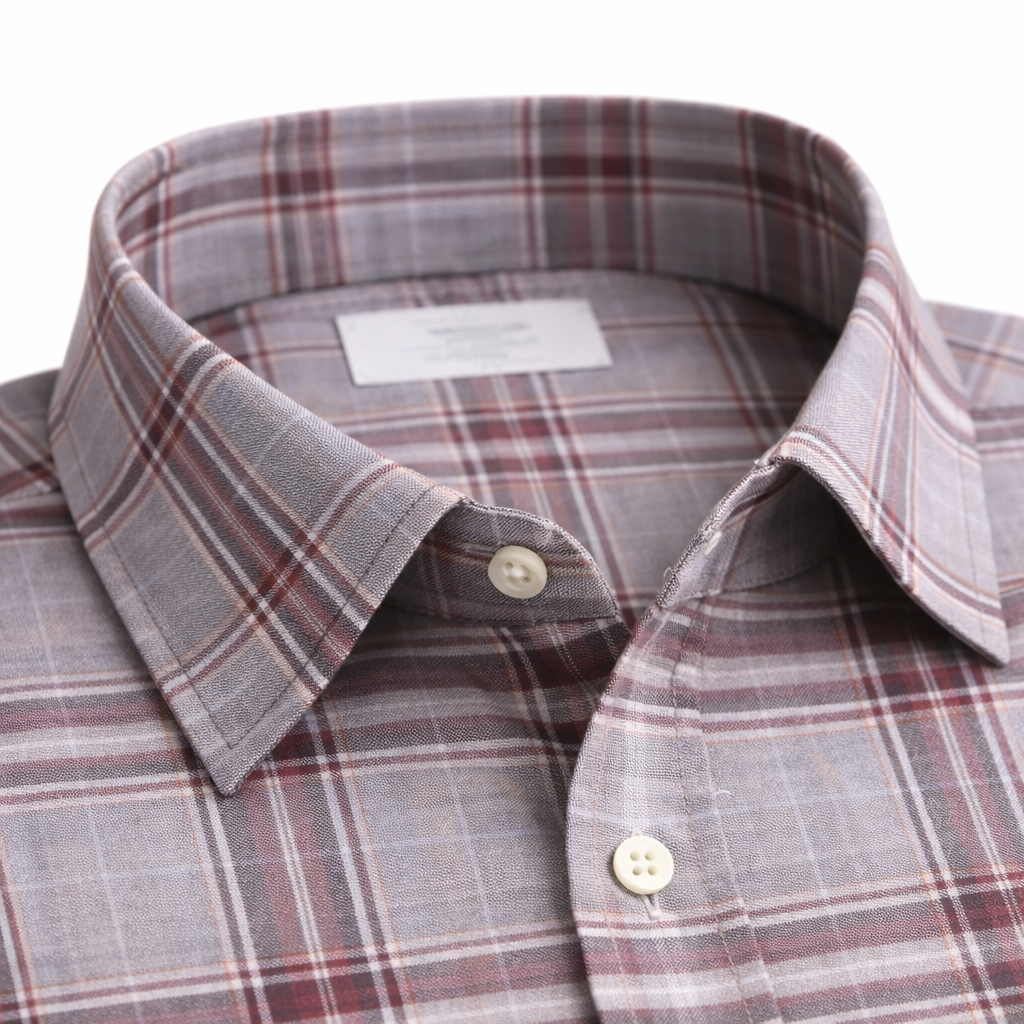 Grey with Red lining  Checkered Shirt Half Sleeve Shirt (164 HF)