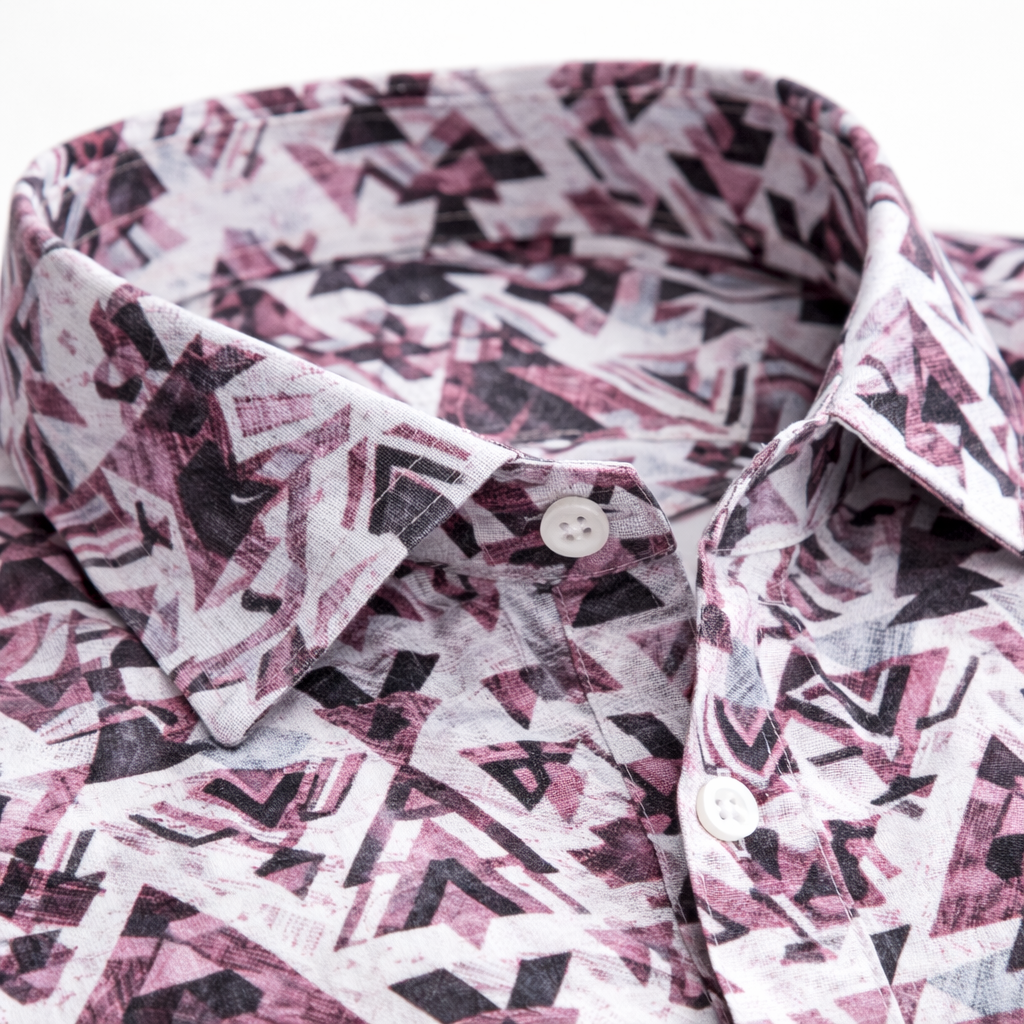 Purple and Black geometrical print Half Sleeve Shirt (19 HF)