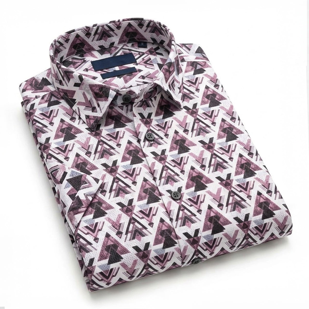 Purple and Black geometrical print Half Sleeve Shirt (19 HF)