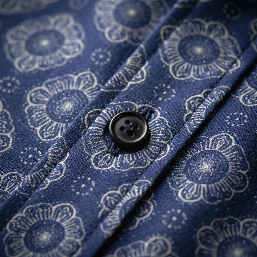 Royal Blue Printed Half Sleeve Shirt (SKU-505)