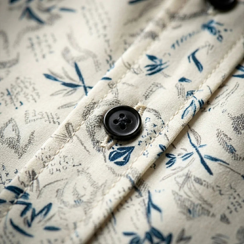White and Beige Printed Half Sleeve Shirt (SKU-506)