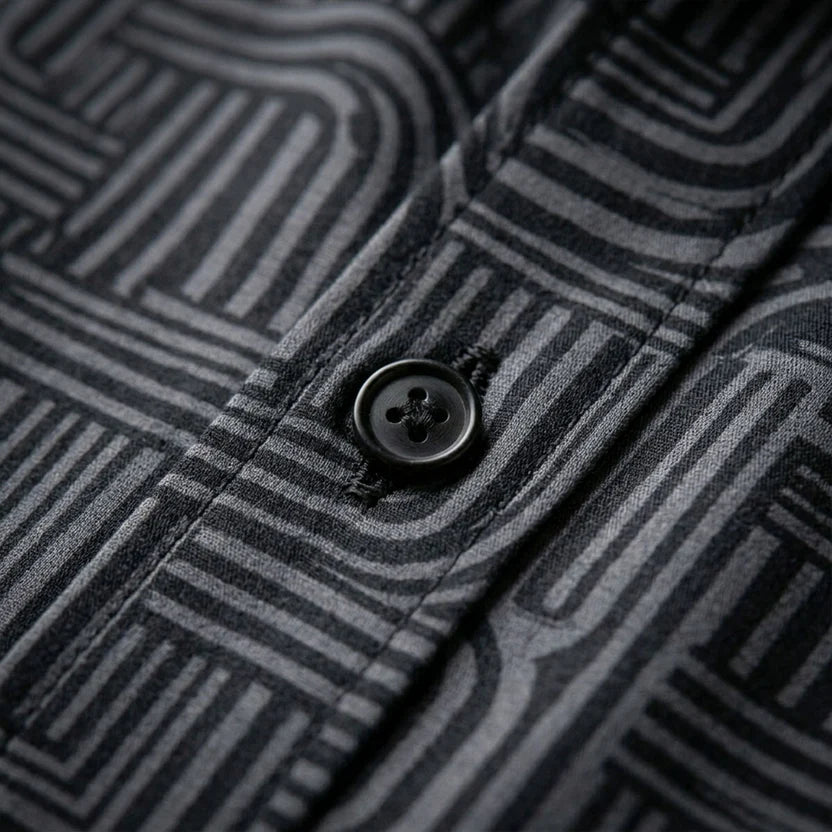 Black Shirt with Maze Print Half Sleeve Shirt (SKU-511)